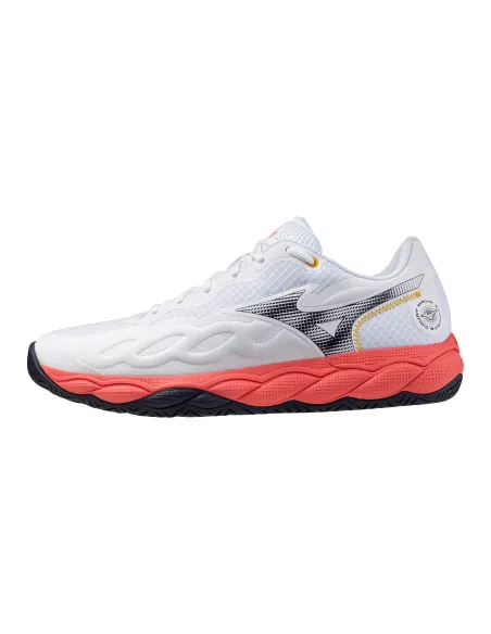 Mizuno Wave Enforce Court Ac Weiß/Coral/Blau | Ofertas De Padel
